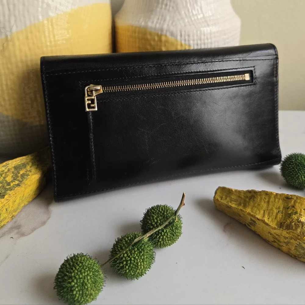Vintage Fendi Long Continental Leather Wallet With Checkbook VGUC - Picture 4 of 14